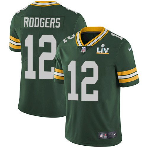 Men's Green Bay Packers #12 Aaron Rodgers Green 2021 Super Bowl LV Stitched Jersey